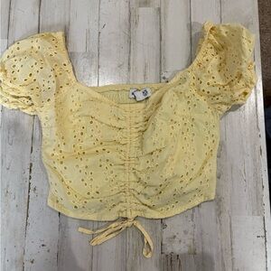 Hollister Yellow Puff Sleeve Crop Top